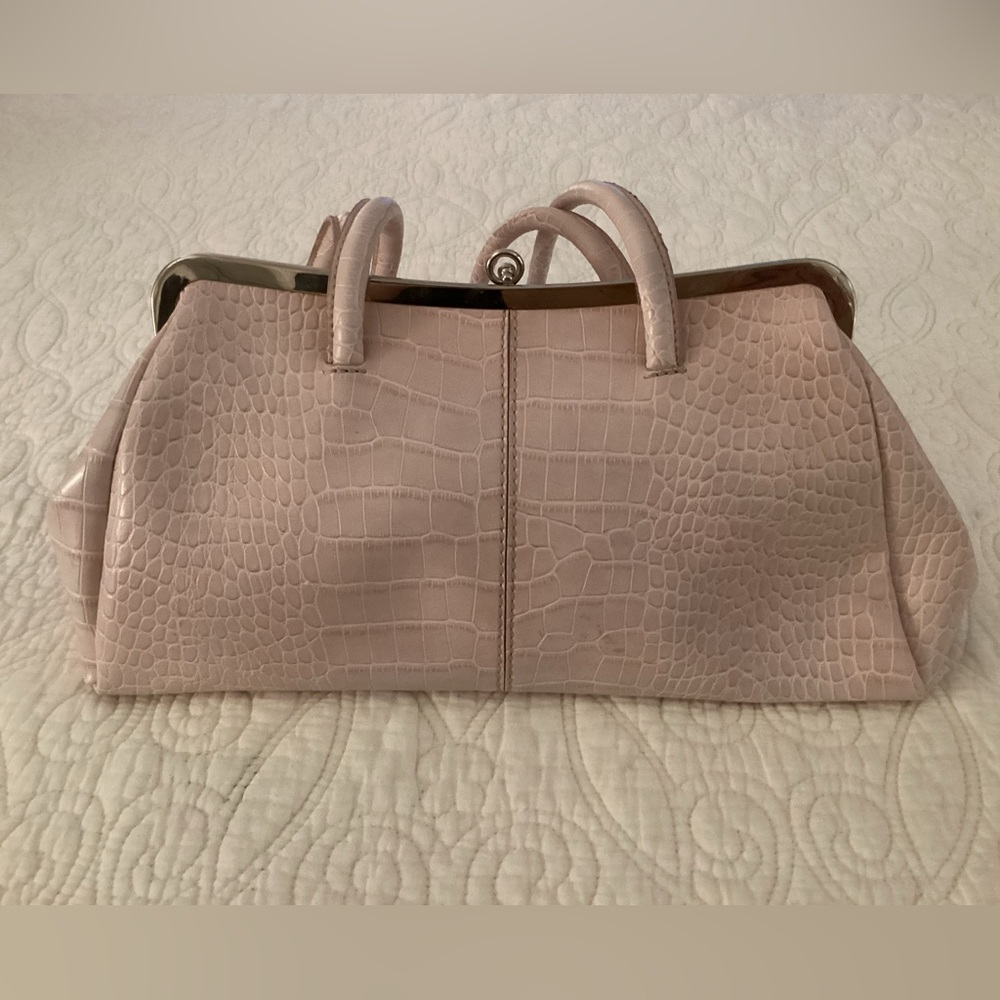 Nine West Pink Crocodile-Embossed Satchel